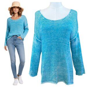 Tommy Bahama Open Knit Pullover Sweater Turquoise S